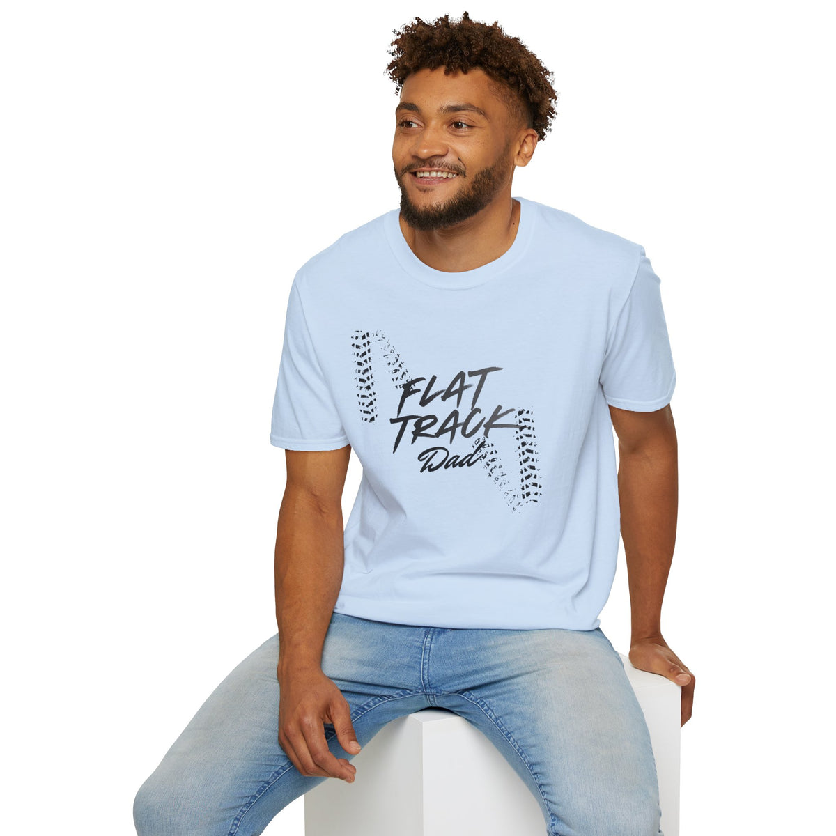 Flat Track Dad T‑Shirt — Moto Tire‑Track Racing Tee for Motorcycle Fathers