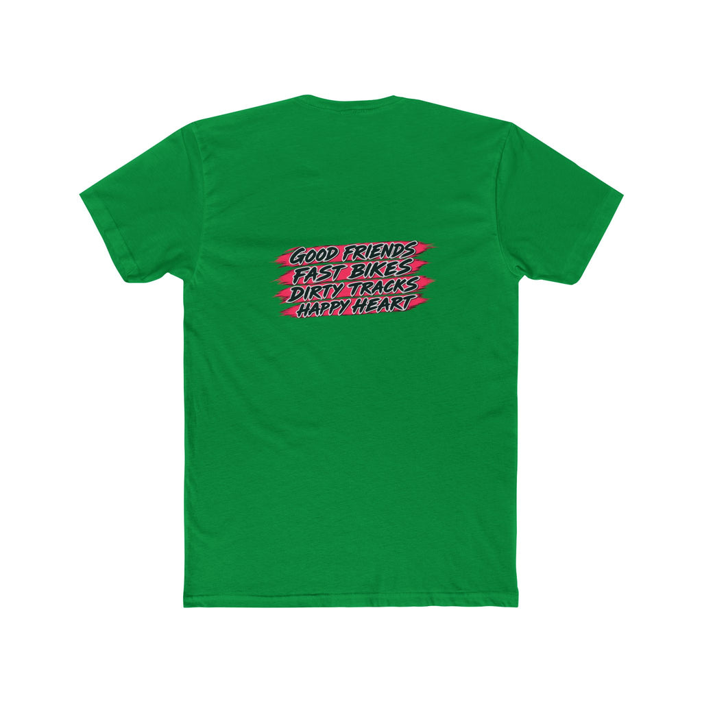 Flat Track Racing Tee — 'Flat Track Racing' Script Front & 'Good Friends, Fast Bikes...' Back