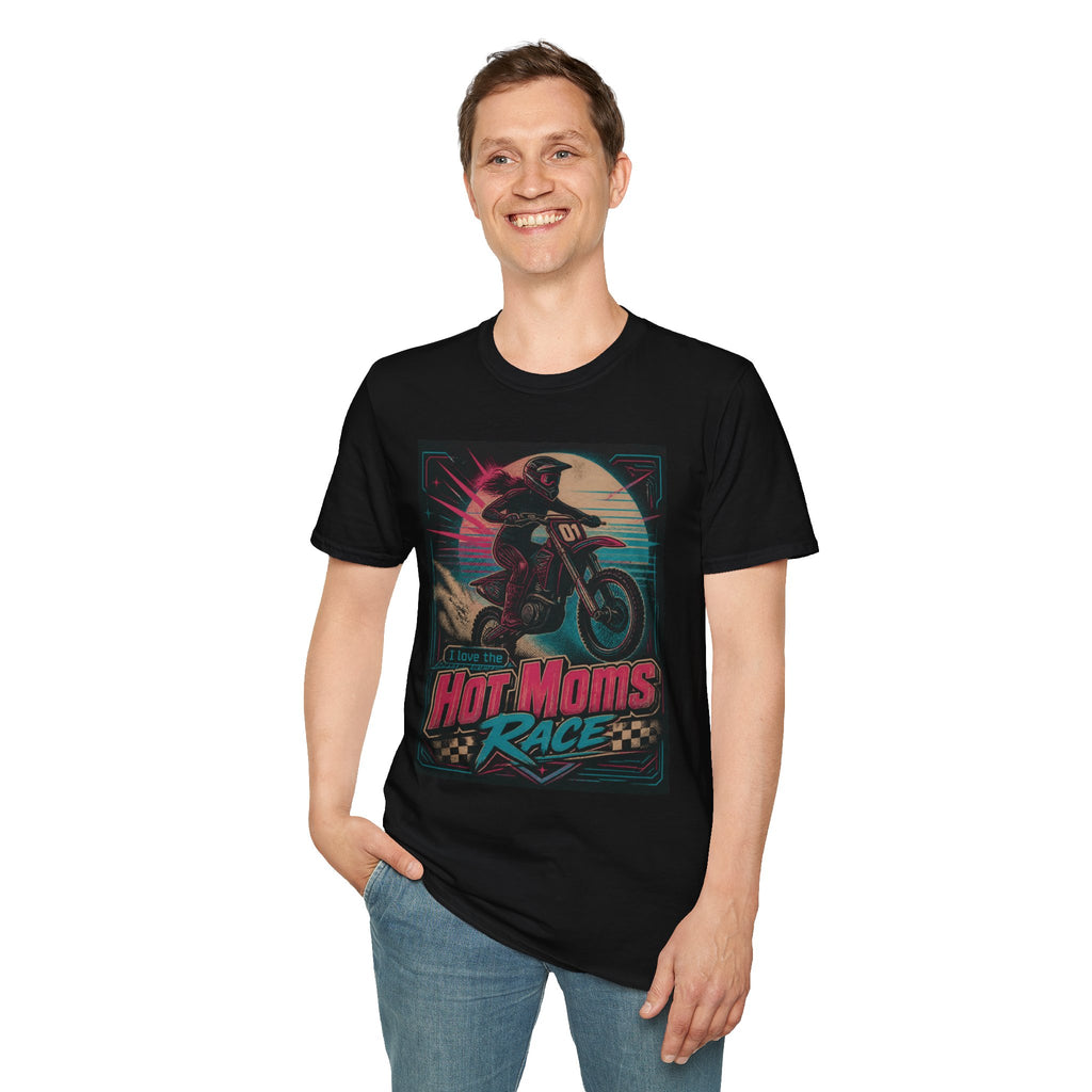 T-Shirt — "Hot Moms Race" Retro Motorcycle Vintage Graphic Tee