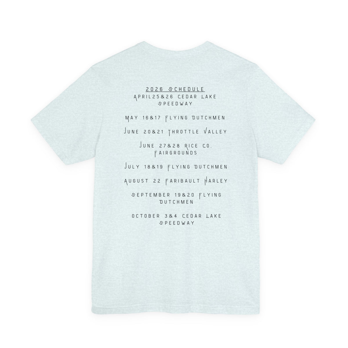 Minnesota Hot Mom's Tee — 2026 Racing Schedule Back Print T‑Shirt
