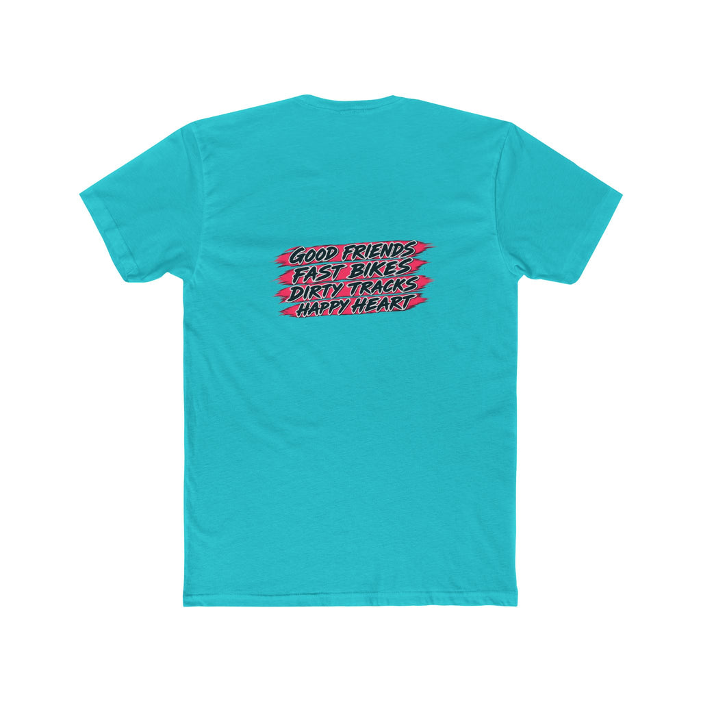 Flat Track Racing Tee — 'Flat Track Racing' Script Front & 'Good Friends, Fast Bikes...' Back