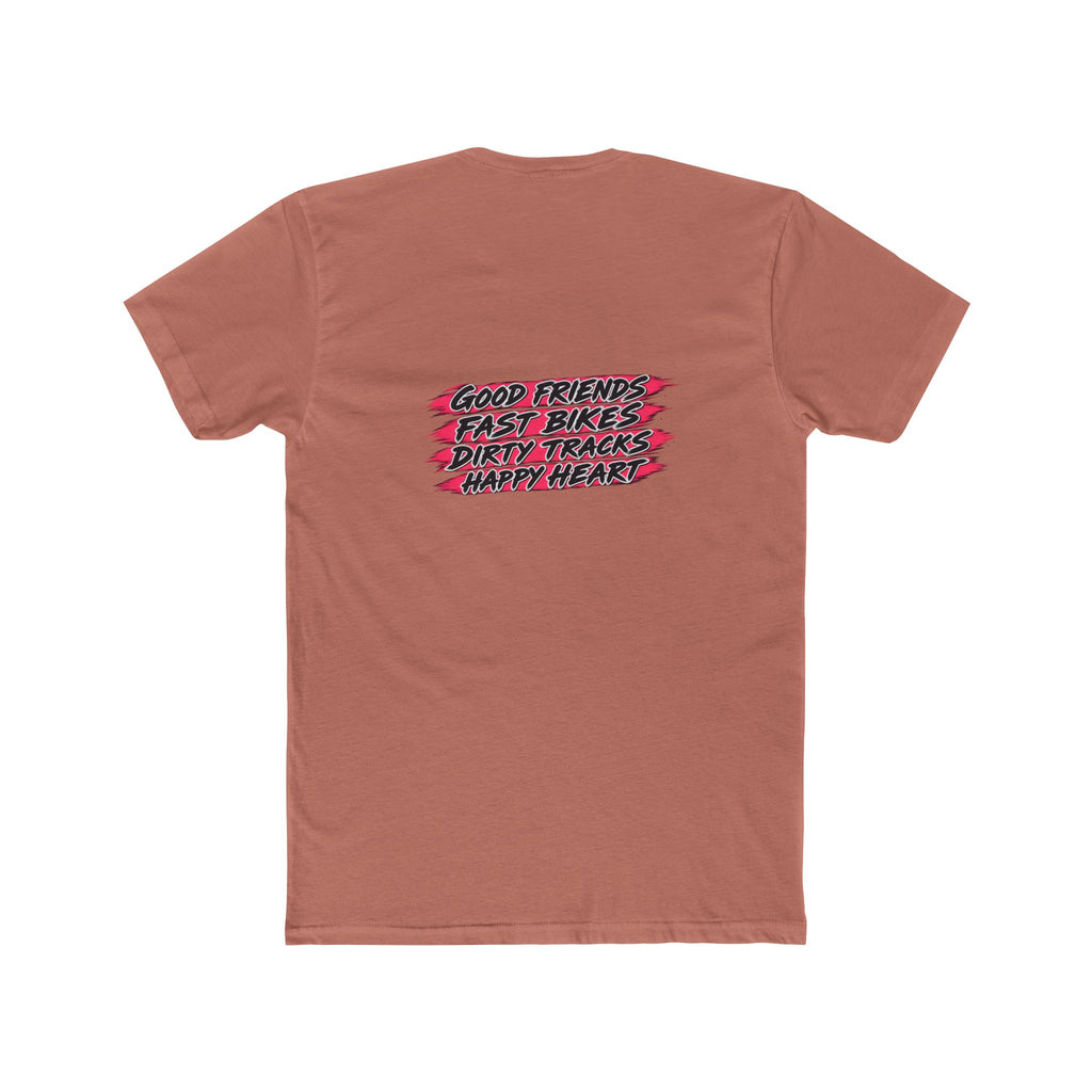 Flat Track Racing Tee — 'Flat Track Racing' Script Front & 'Good Friends, Fast Bikes...' Back