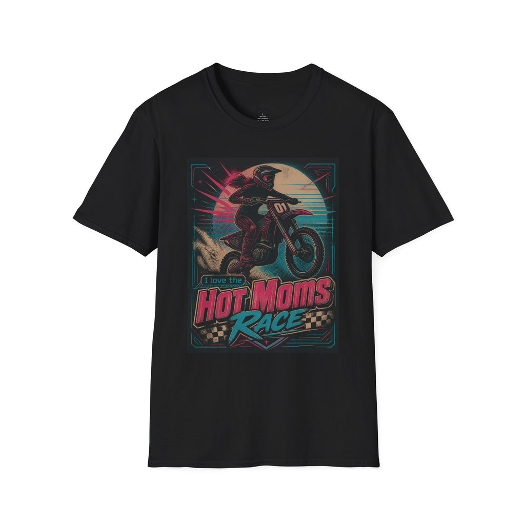 T-Shirt — "Hot Moms Race" Retro Motorcycle Vintage Graphic Tee