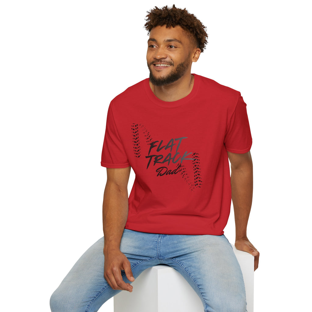 Flat Track Dad T‑Shirt — Moto Tire‑Track Racing Tee for Motorcycle Fathers