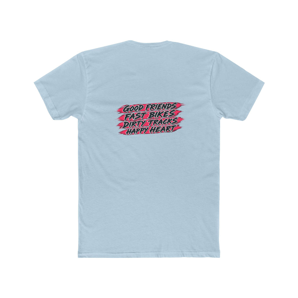 Flat Track Racing Tee — 'Flat Track Racing' Script Front & 'Good Friends, Fast Bikes...' Back