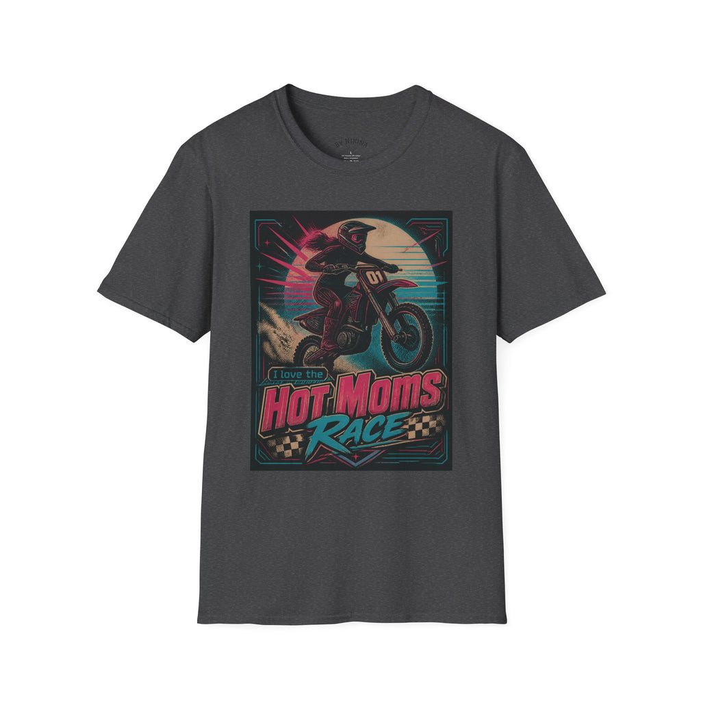 T-Shirt — "Hot Moms Race" Retro Motorcycle Vintage Graphic Tee