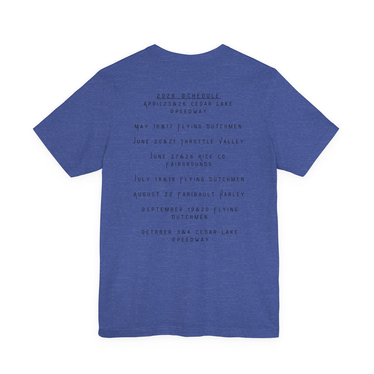 Minnesota Hot Mom's Tee — 2026 Racing Schedule Back Print T‑Shirt