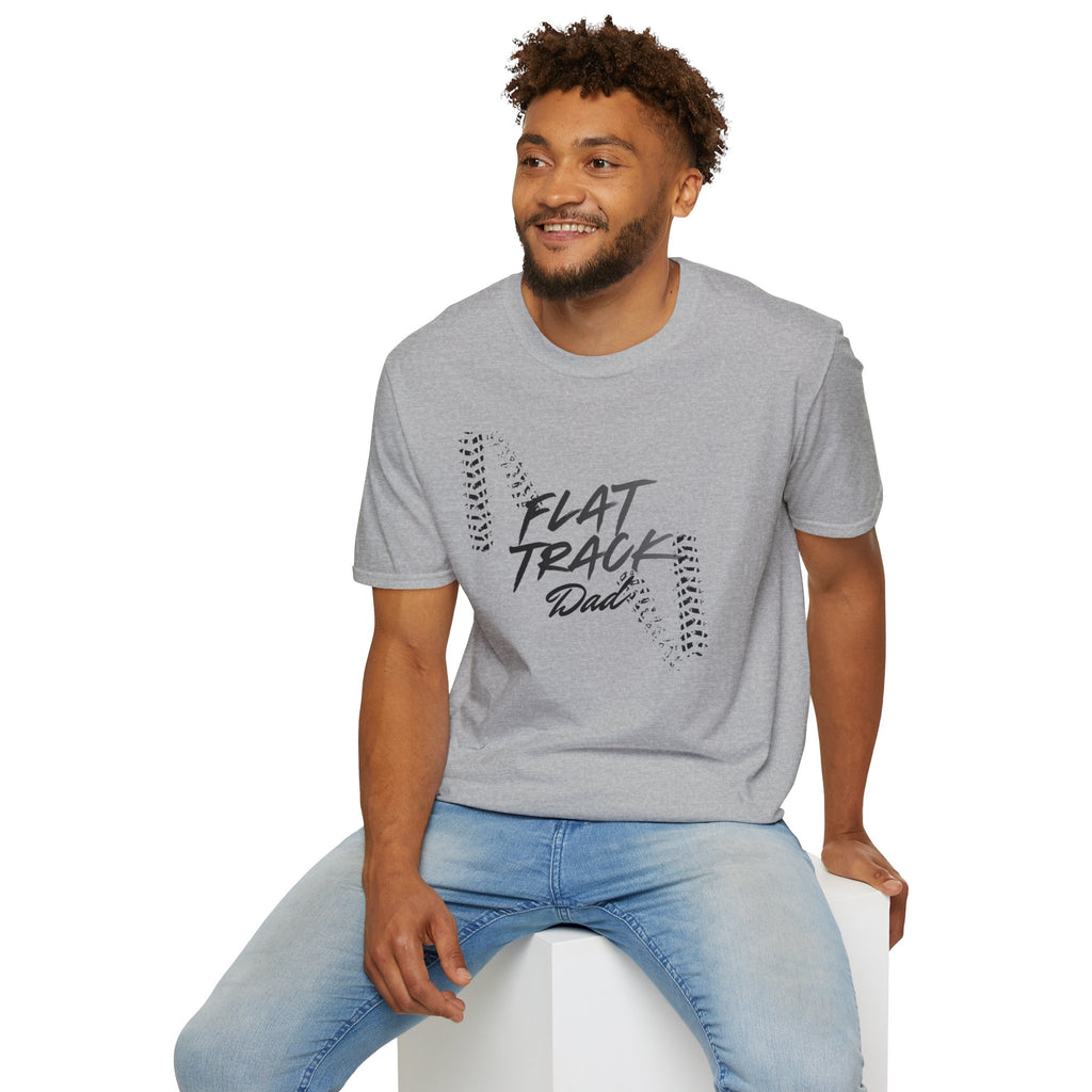 Flat Track Dad T‑Shirt — Moto Tire‑Track Racing Tee for Motorcycle Fathers