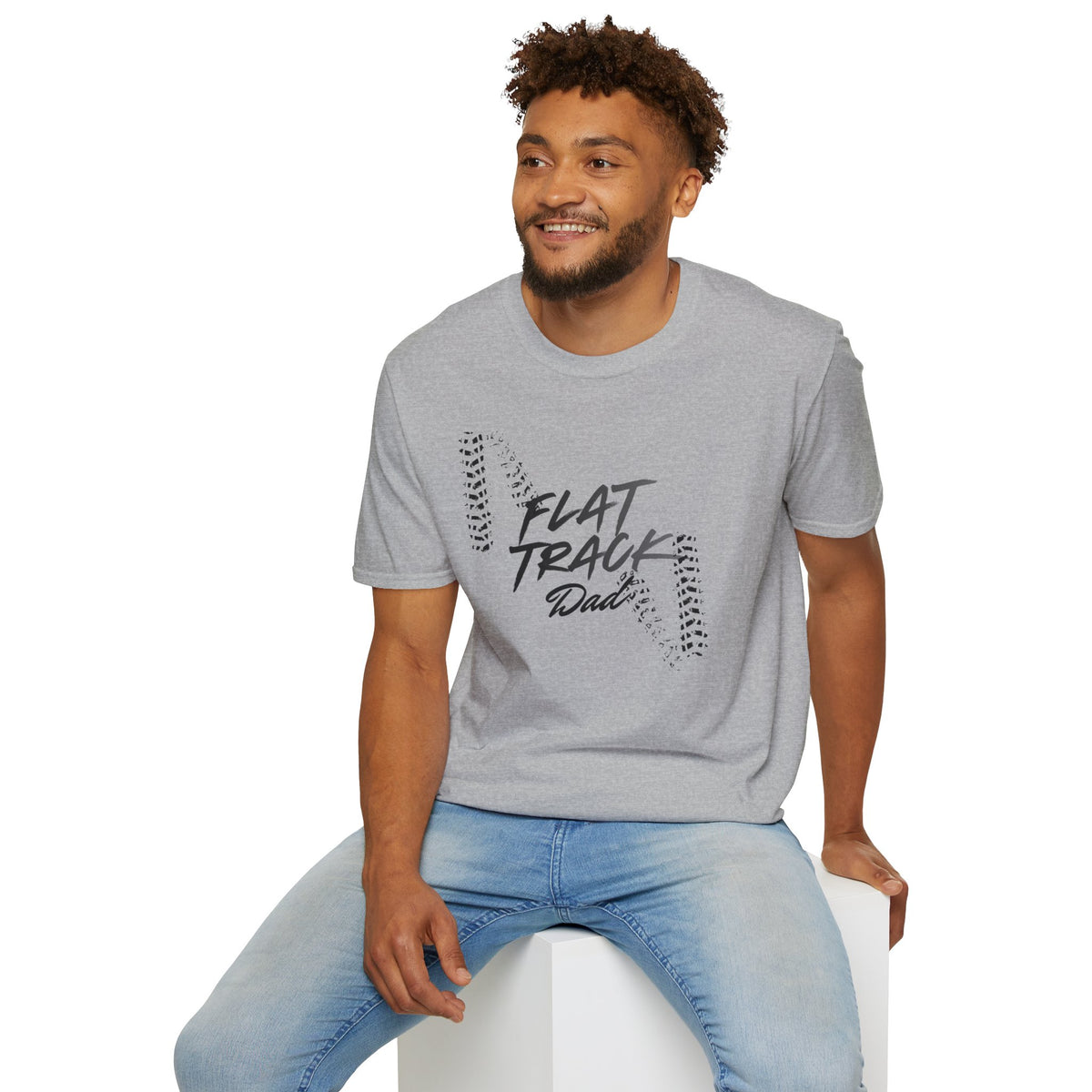 Flat Track Dad T‑Shirt — Moto Tire‑Track Racing Tee for Motorcycle Fathers