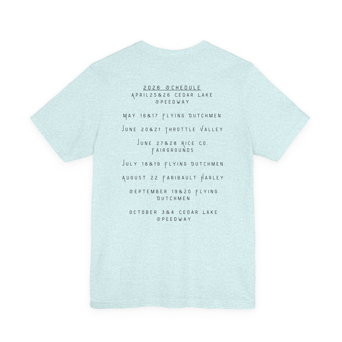 Minnesota Hot Mom's Tee — 2026 Racing Schedule Back Print T‑Shirt