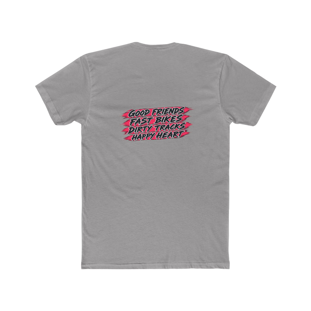 Flat Track Racing Tee — 'Flat Track Racing' Script Front & 'Good Friends, Fast Bikes...' Back