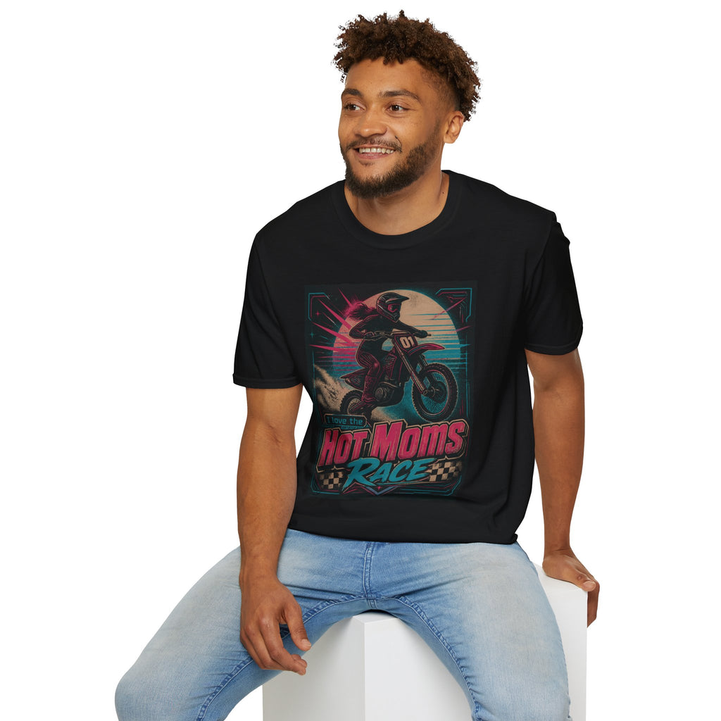 T-Shirt — "Hot Moms Race" Retro Motorcycle Vintage Graphic Tee