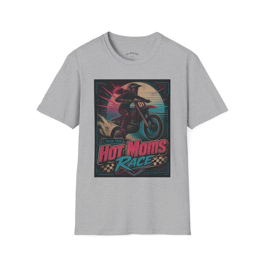T-Shirt — "Hot Moms Race" Retro Motorcycle Vintage Graphic Tee