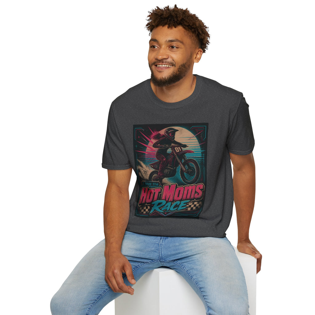 T-Shirt — "Hot Moms Race" Retro Motorcycle Vintage Graphic Tee