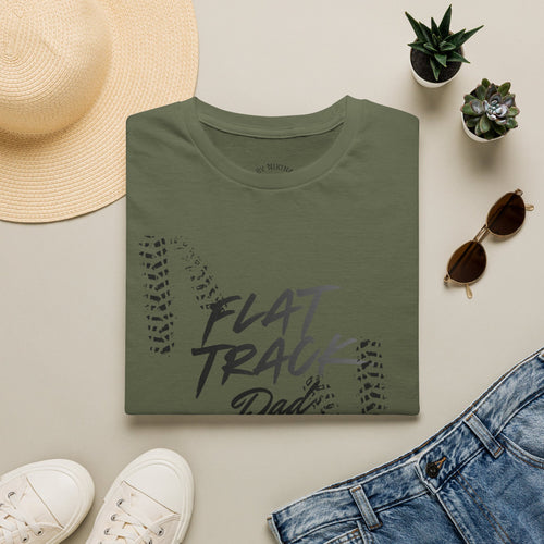 Flat Track Dad T‑Shirt — Moto Tire‑Track Racing Tee for Motorcycle Fathers