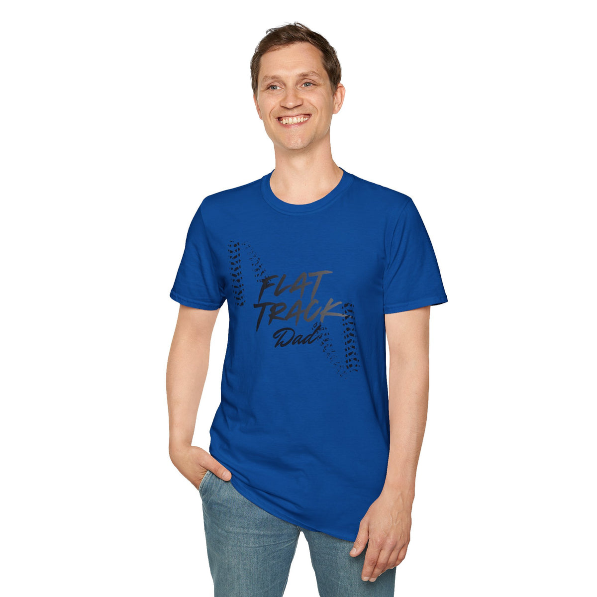 Flat Track Dad T‑Shirt — Moto Tire‑Track Racing Tee for Motorcycle Fathers