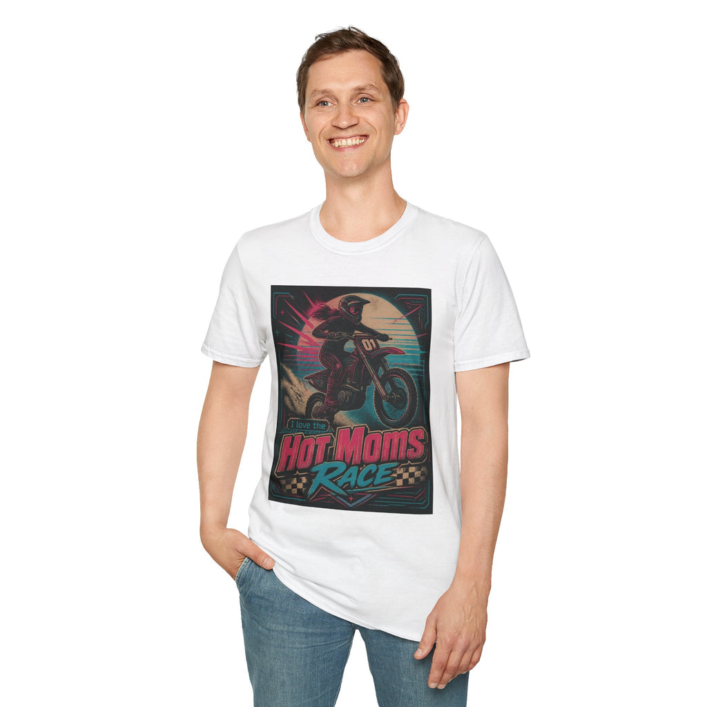 T-Shirt — "Hot Moms Race" Retro Motorcycle Vintage Graphic Tee