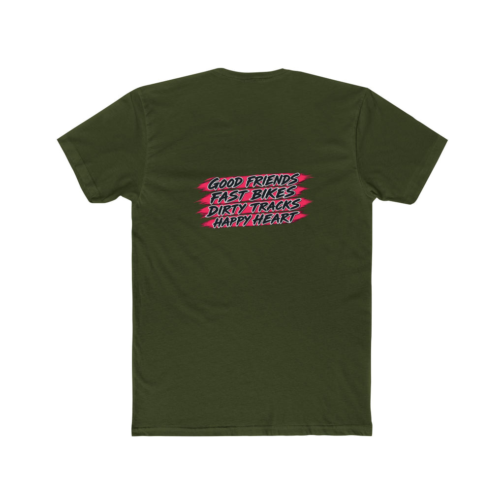 Flat Track Racing Tee — 'Flat Track Racing' Script Front & 'Good Friends, Fast Bikes...' Back