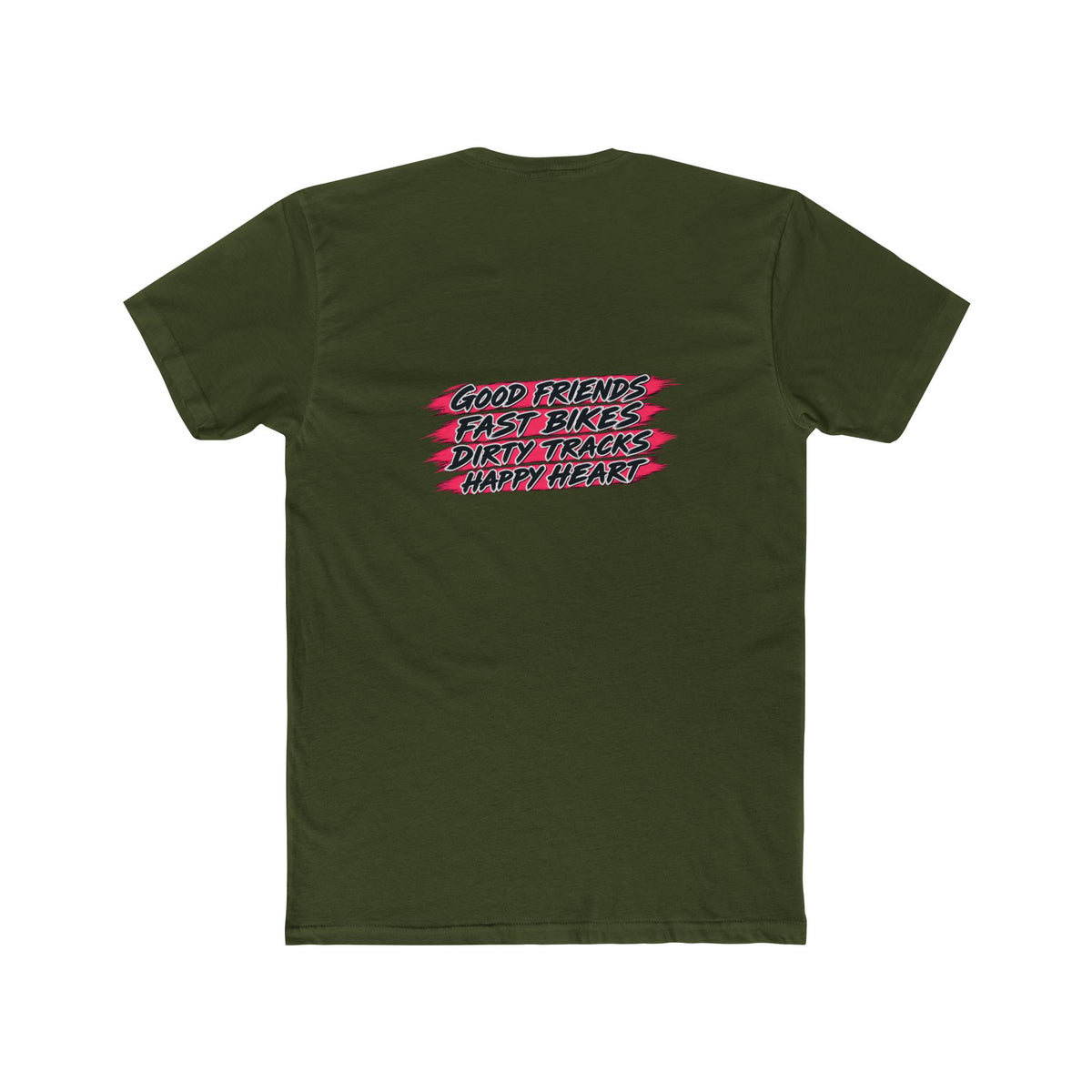 Flat Track Racing Tee — 'Flat Track Racing' Script Front & 'Good Friends, Fast Bikes...' Back
