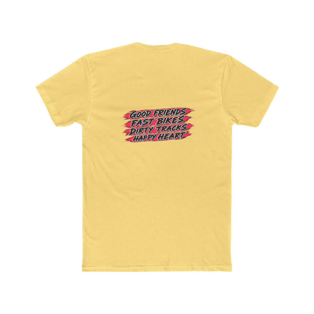 Flat Track Racing Tee — 'Flat Track Racing' Script Front & 'Good Friends, Fast Bikes...' Back