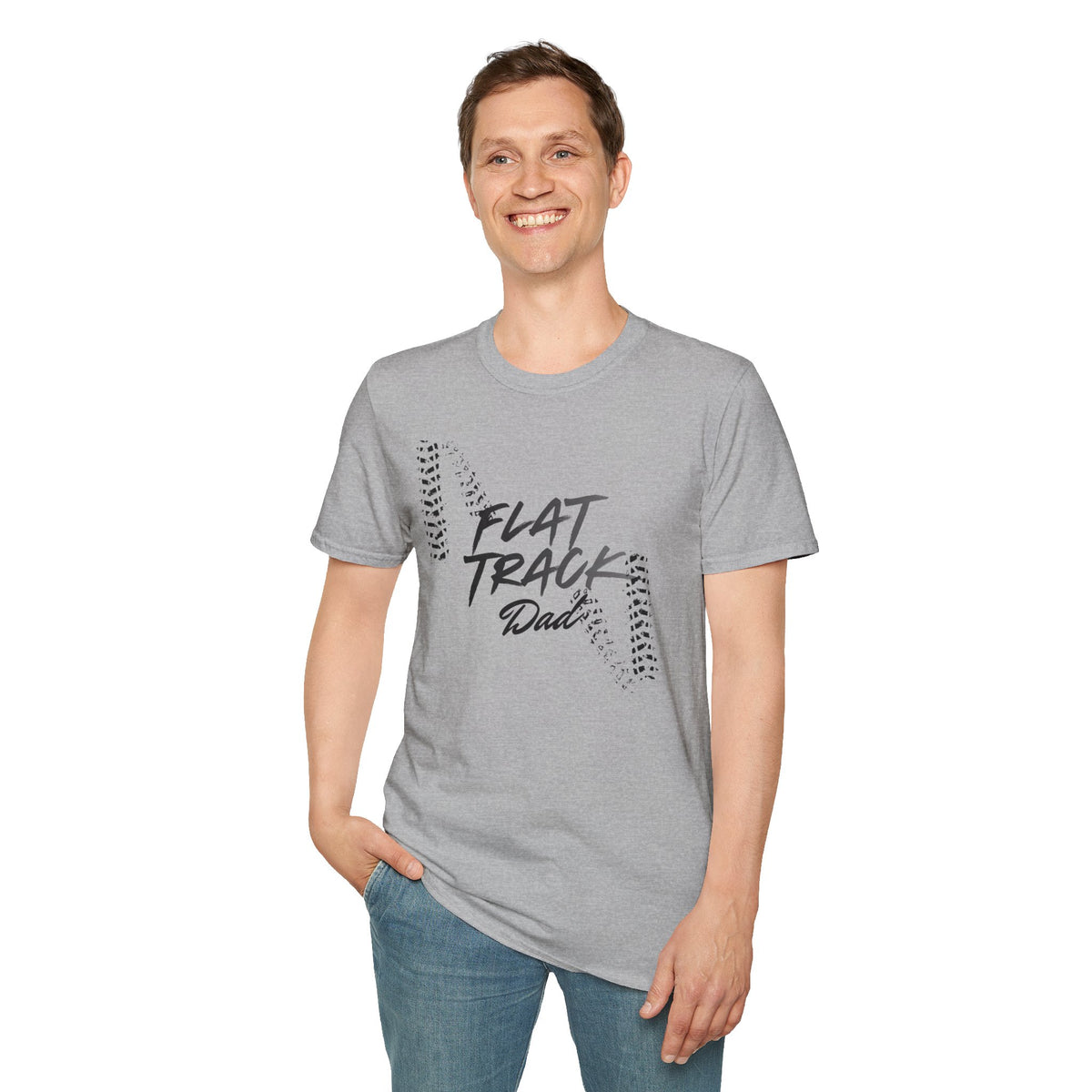 Flat Track Dad T‑Shirt — Moto Tire‑Track Racing Tee for Motorcycle Fathers