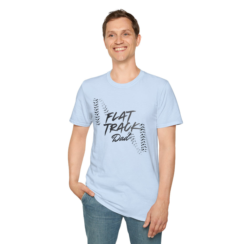 Flat Track Dad T‑Shirt — Moto Tire‑Track Racing Tee for Motorcycle Fathers