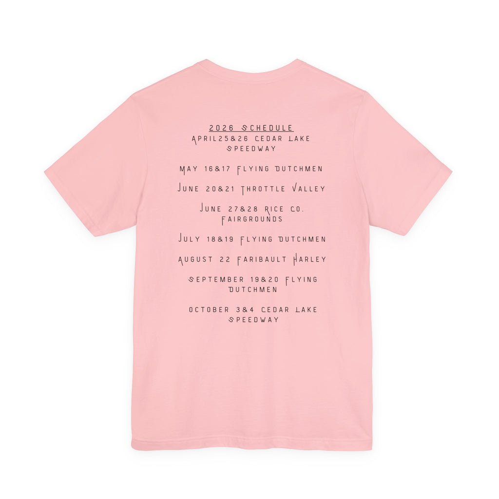 Minnesota Hot Mom's Tee — 2026 Racing Schedule Back Print T‑Shirt