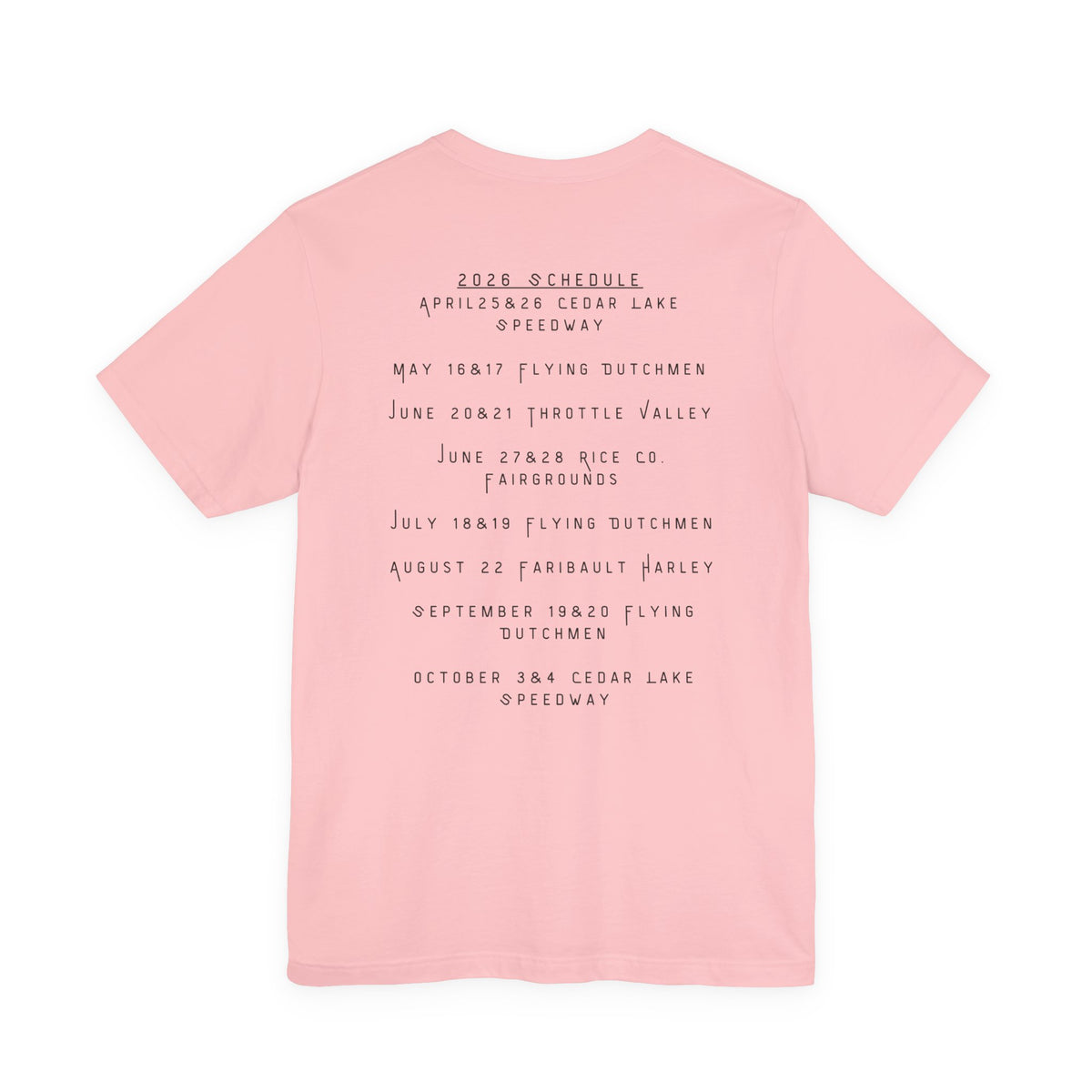 Minnesota Hot Mom's Tee — 2026 Racing Schedule Back Print T‑Shirt