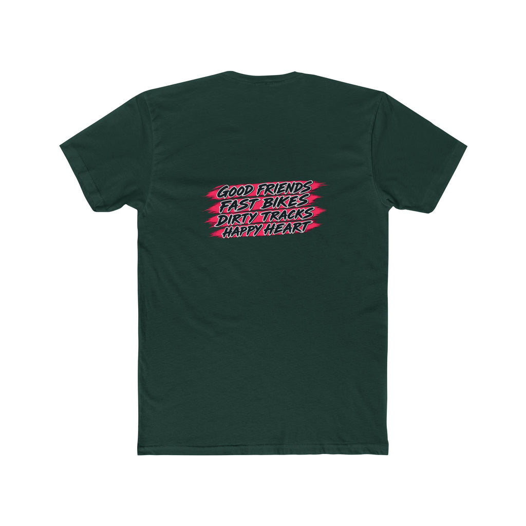 Flat Track Racing Tee — 'Flat Track Racing' Script Front & 'Good Friends, Fast Bikes...' Back
