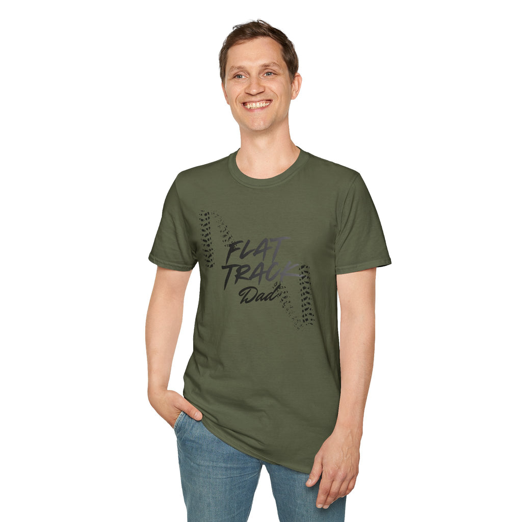 Flat Track Dad T‑Shirt — Moto Tire‑Track Racing Tee for Motorcycle Fathers
