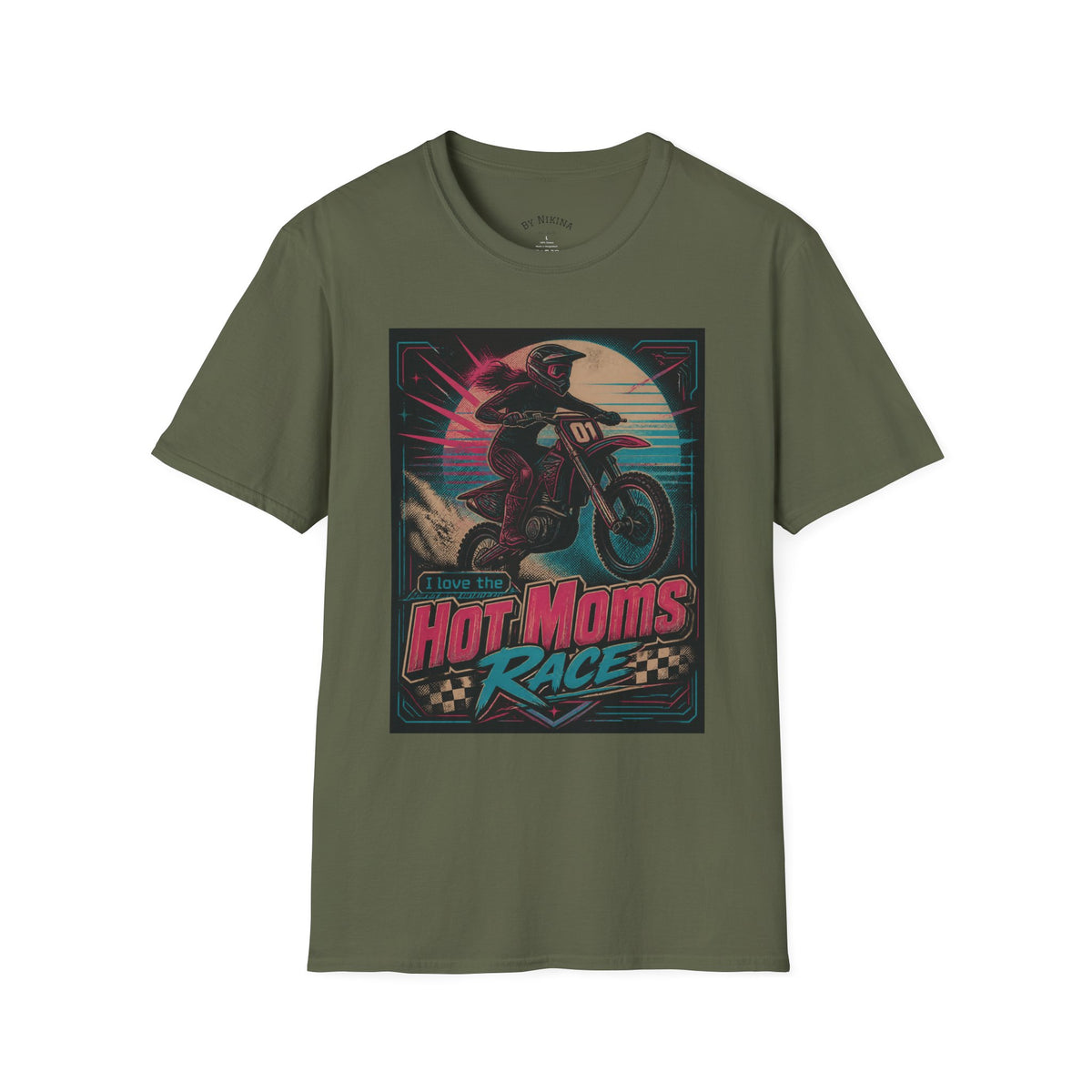 T-Shirt — "Hot Moms Race" Retro Motorcycle Vintage Graphic Tee