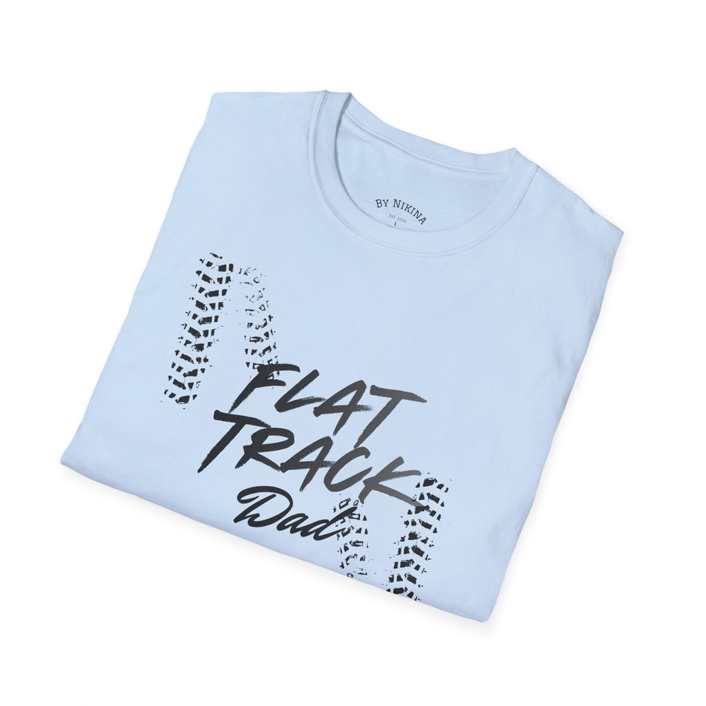 Flat Track Dad T‑Shirt — Moto Tire‑Track Racing Tee for Motorcycle Fathers
