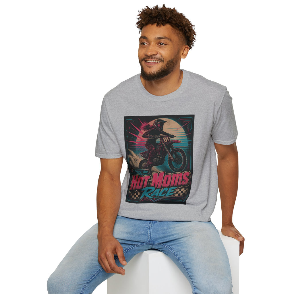 T-Shirt — "Hot Moms Race" Retro Motorcycle Vintage Graphic Tee