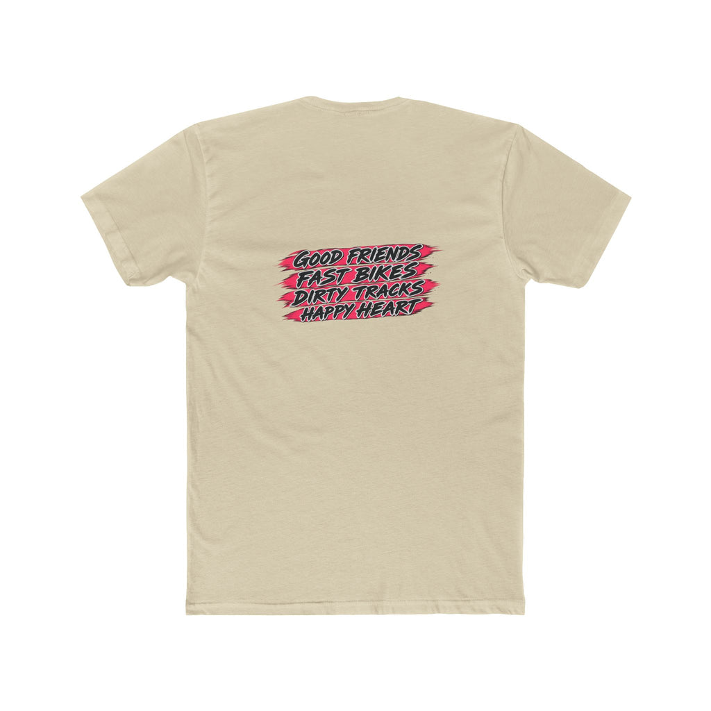 Flat Track Racing Tee — 'Flat Track Racing' Script Front & 'Good Friends, Fast Bikes...' Back