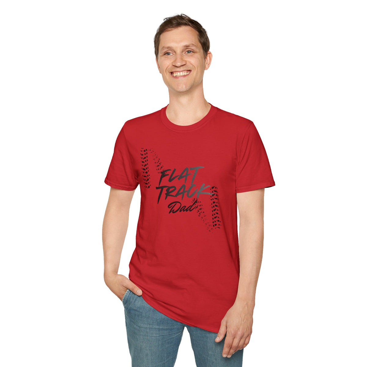 Flat Track Dad T‑Shirt — Moto Tire‑Track Racing Tee for Motorcycle Fathers