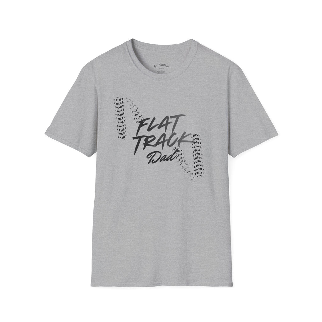Flat Track Dad T‑Shirt — Moto Tire‑Track Racing Tee for Motorcycle Fathers