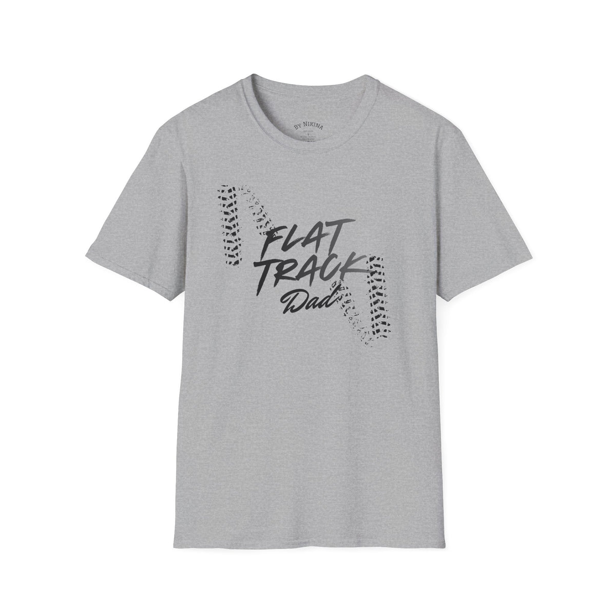 Flat Track Dad T‑Shirt — Moto Tire‑Track Racing Tee for Motorcycle Fathers
