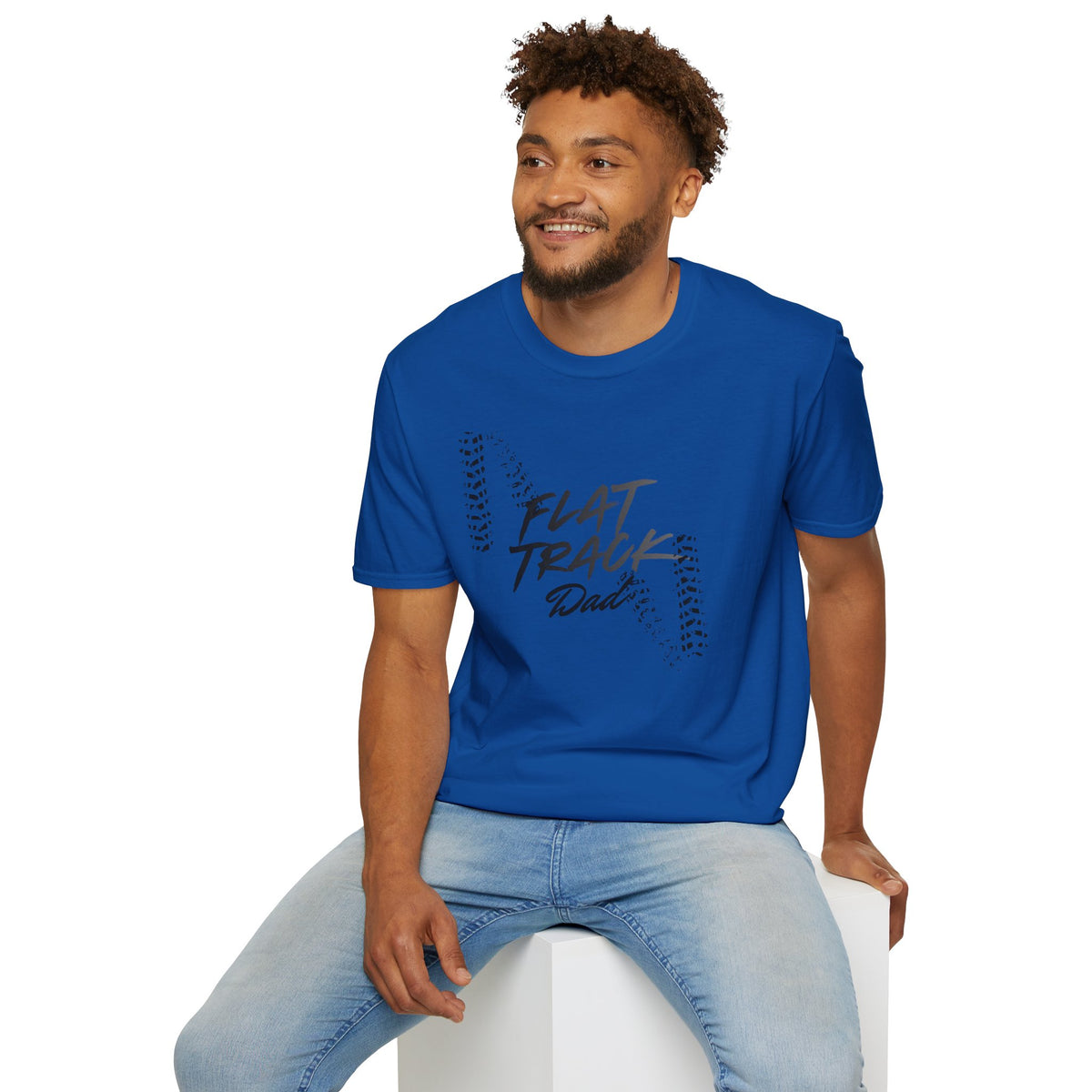 Flat Track Dad T‑Shirt — Moto Tire‑Track Racing Tee for Motorcycle Fathers