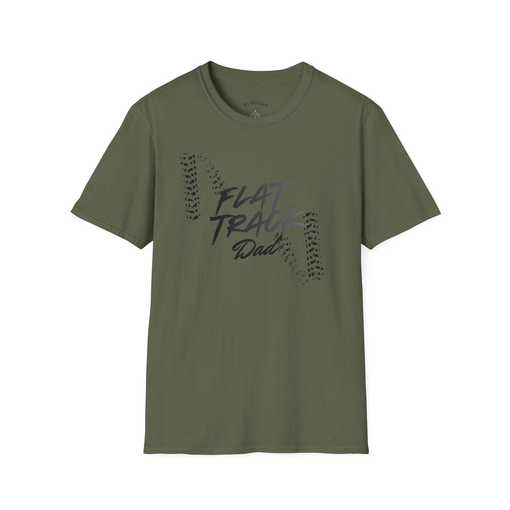 Flat Track Dad T‑Shirt — Moto Tire‑Track Racing Tee for Motorcycle Fathers
