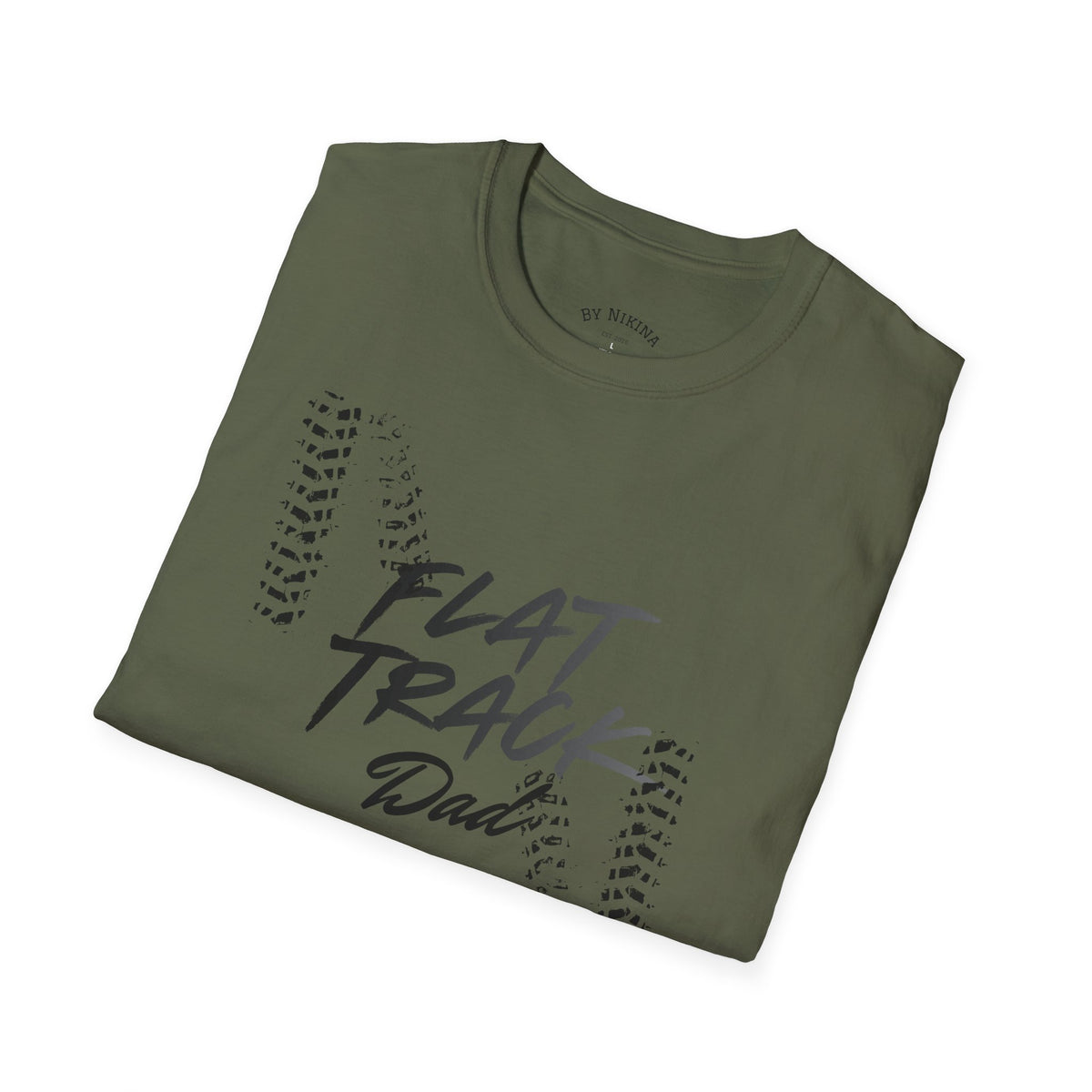 Flat Track Dad T‑Shirt — Moto Tire‑Track Racing Tee for Motorcycle Fathers
