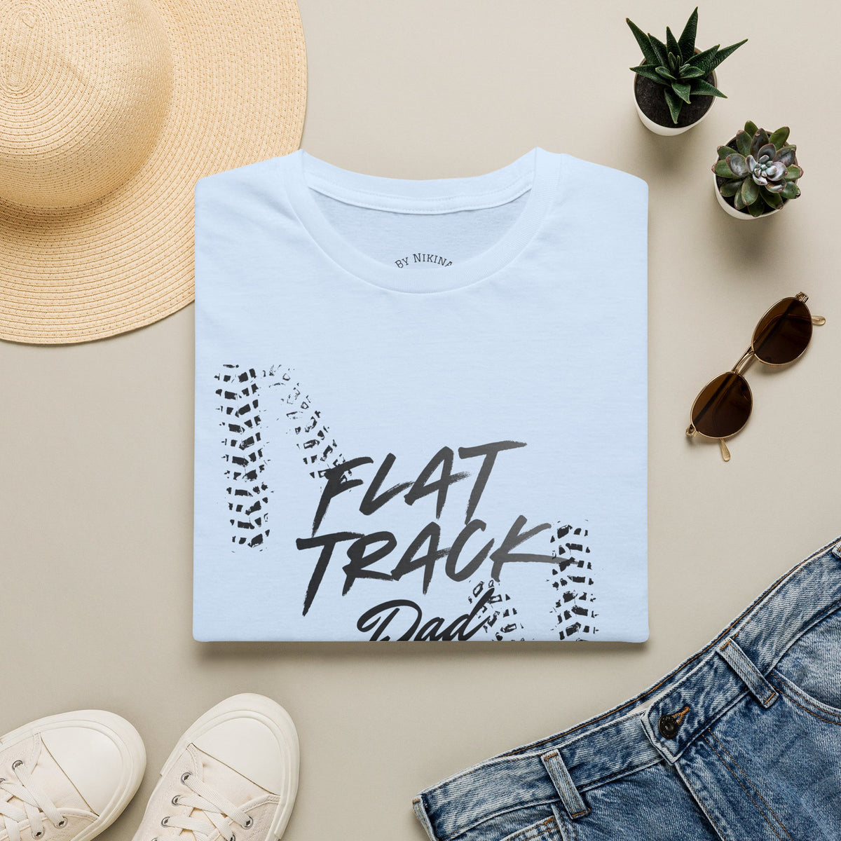 Flat Track Dad T‑Shirt — Moto Tire‑Track Racing Tee for Motorcycle Fathers