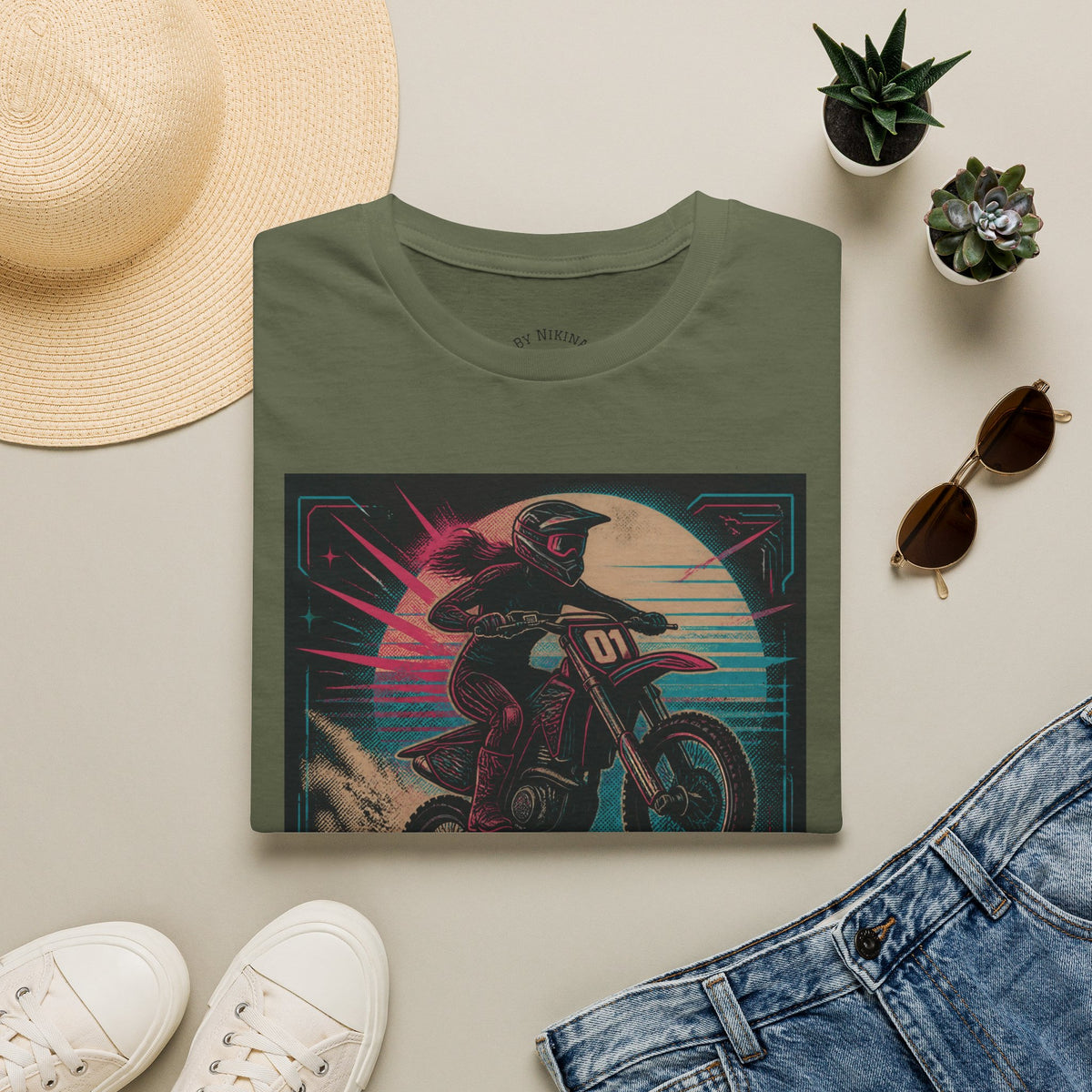 T-Shirt — "Hot Moms Race" Retro Motorcycle Vintage Graphic Tee