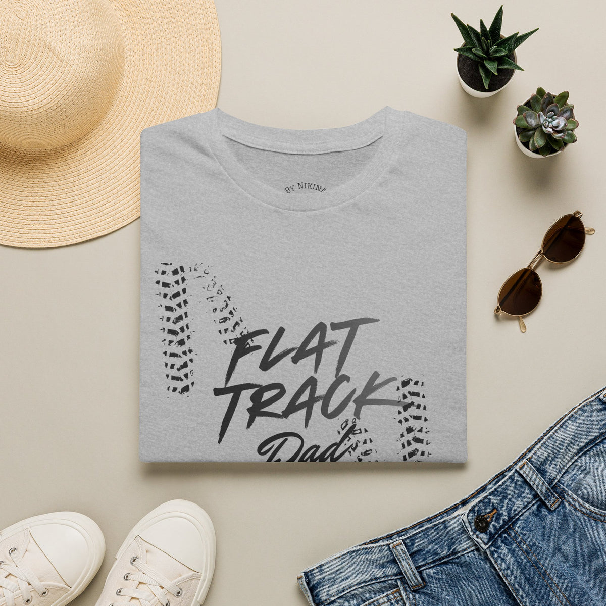 Flat Track Dad T‑Shirt — Moto Tire‑Track Racing Tee for Motorcycle Fathers