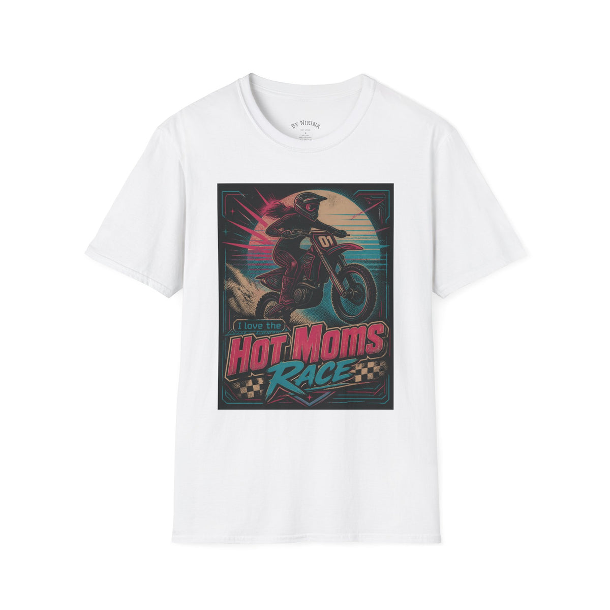 T-Shirt — "Hot Moms Race" Retro Motorcycle Vintage Graphic Tee