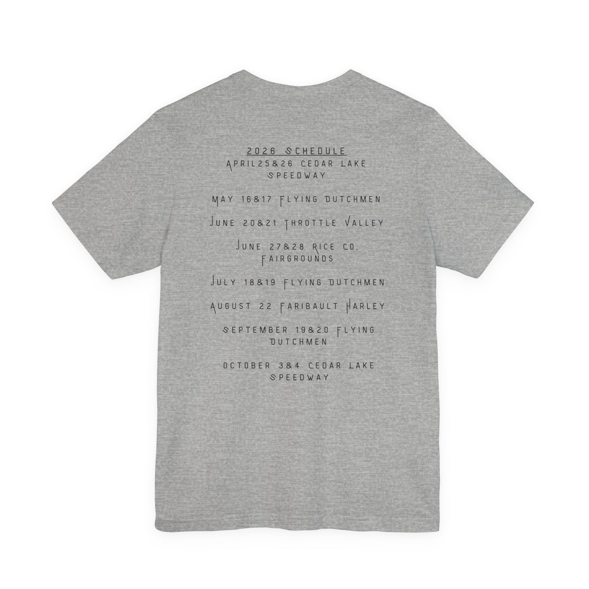 Minnesota Hot Mom's Tee — 2026 Racing Schedule Back Print T‑Shirt