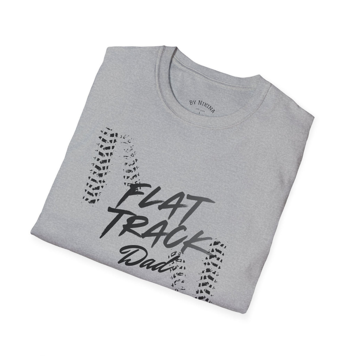 Flat Track Dad T‑Shirt — Moto Tire‑Track Racing Tee for Motorcycle Fathers